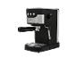 Machine à expresso noire et argentée avec boutons et cadran de commande.