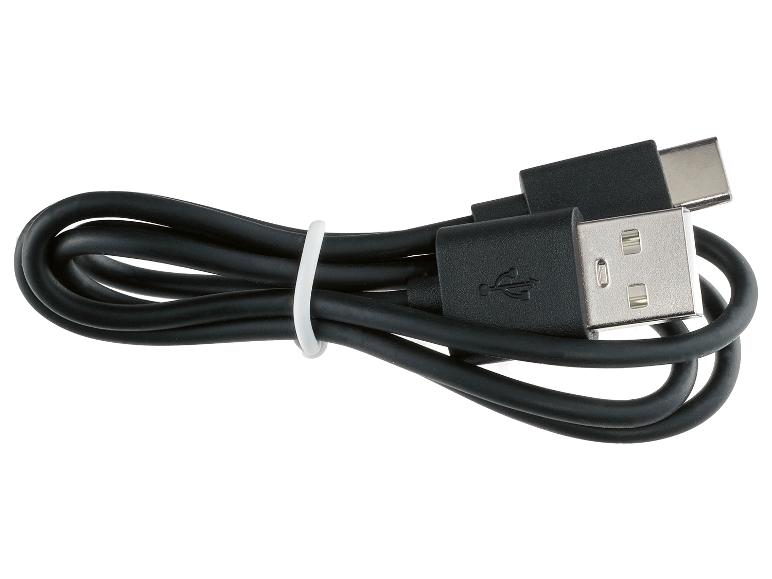 Un câble USB noir avec un connecteur USB-C.