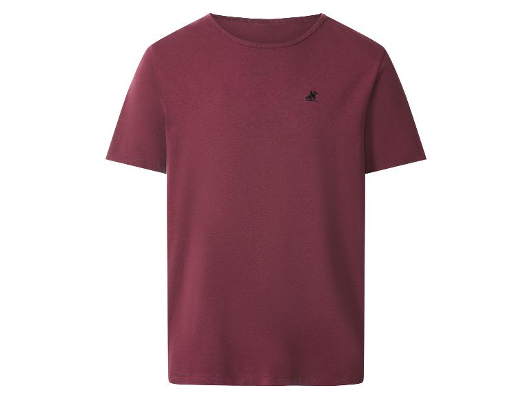 T-shirt bordeaux à manches courtes avec un petit logo brodé sur la poitrine.