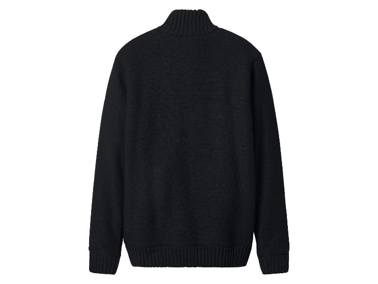 Pull noir tricoté à col montant, vue de dos