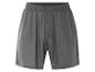 Shorts gris en tissu léger, style décontracté.