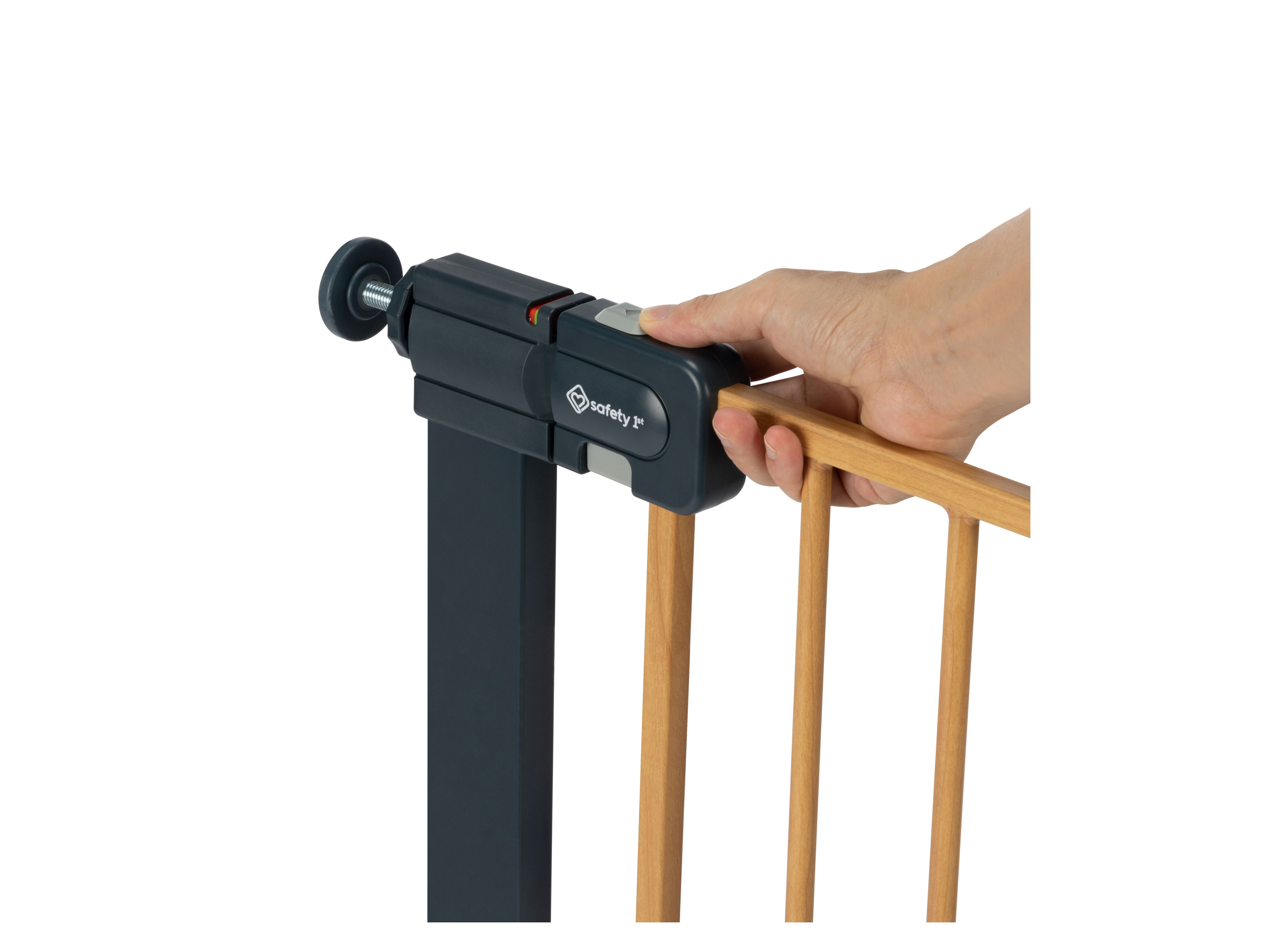 Safety 1st Barrière de sécurité enfant Easy Close effet bois 73-80 cm - pression sans vis ni perçage - (max. 136 cm) Marron pour garçon - vue 4