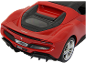 Voiture de sport miniature rouge, vue arrière.