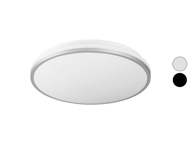 Un plafonnier blanc avec une bordure argentée.