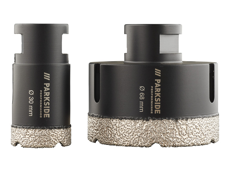 Deux couronnes de forage diamantées Parkside Performance, 68 mm et 30 mm.