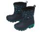 Bottes d'hiver pour enfants avec motif bleu foncé et vert et texte « WINTER holiday ».