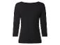 Haut noir à manches longues avec encolure bateau, vue de dos.