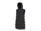 Gilet matelassé long pour femme en noir avec capuche