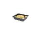 Plat de cuisson avec gratin de pâtes, fromage et légumes.