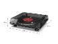 Platine vinyle noire avec couvercle transparent, affichant ses dimensions : 102 mm (H), 381 mm (L), 359 mm (P).