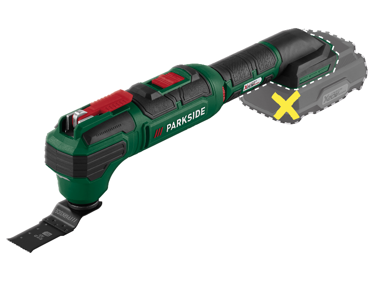 Outil multi-usages sans fil Parkside X20V Team avec batterie.