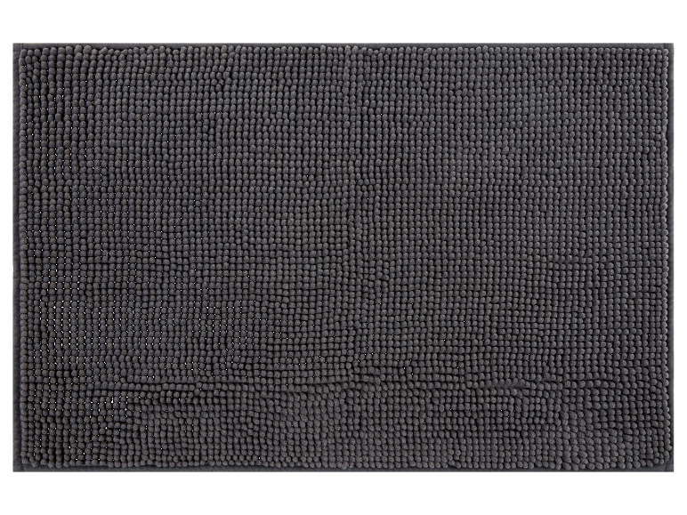 Tapis de bain gris foncé, texture douce.