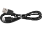 Câble USB noir avec connecteurs USB-A et micro USB, soigneusement enroulé et attaché.