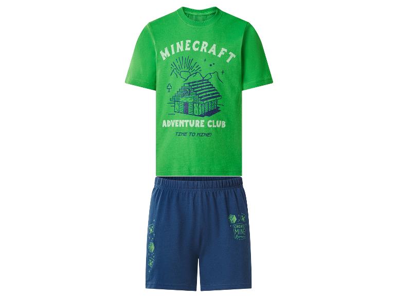 T-shirt vert et short bleu foncé avec imprimés sur le thème de l'aventure et de la mine
