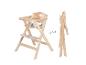 Chaise haute bébé en bois pliable en deux positions: ouverte et pliée