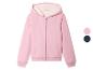 Sweat-shirt rose à capuche et fermeture éclair, doublé en polaire.