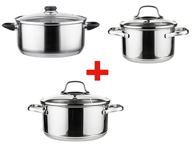 LIVARNO home Cocotte Ø 20 cm + Faitout Ø 16 cm + Faitout Ø 28 cm