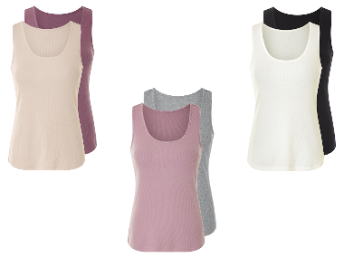 esmara® Lot de 2 débardeurs côtelés femme