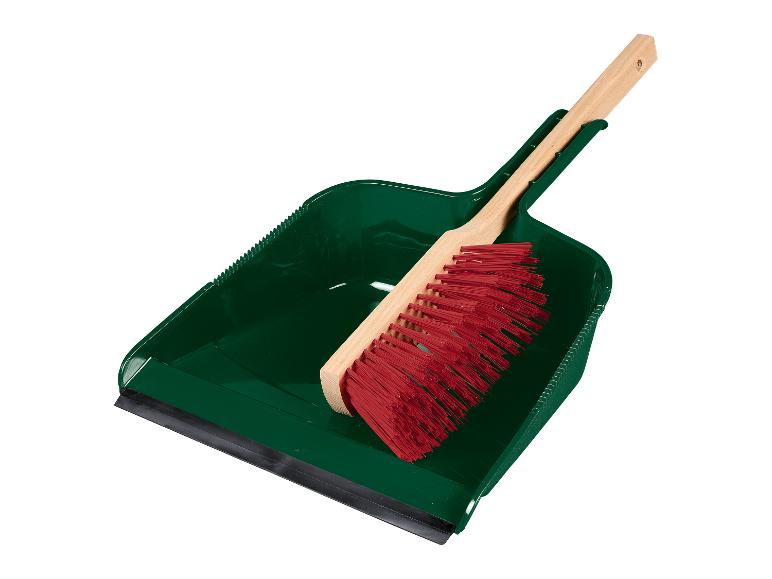 Pelle à poussière verte avec brosse rouge