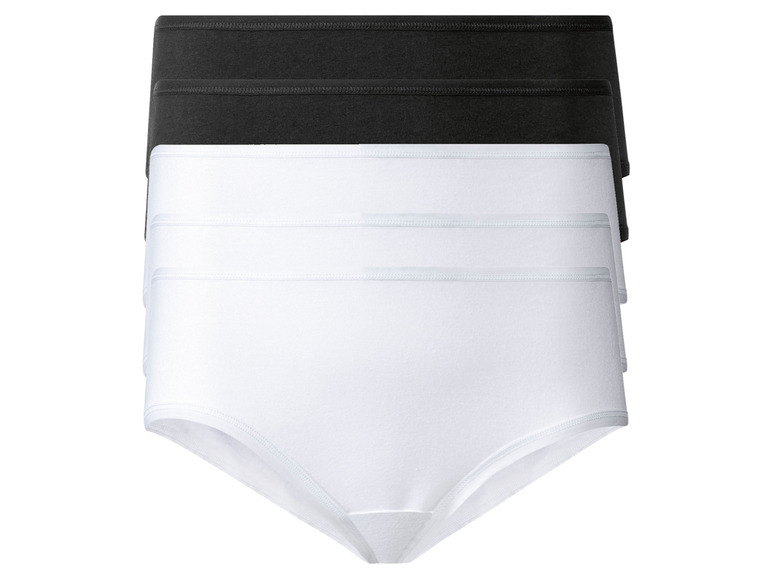 Un lot de trois culottes blanches et trois noires pour femme.