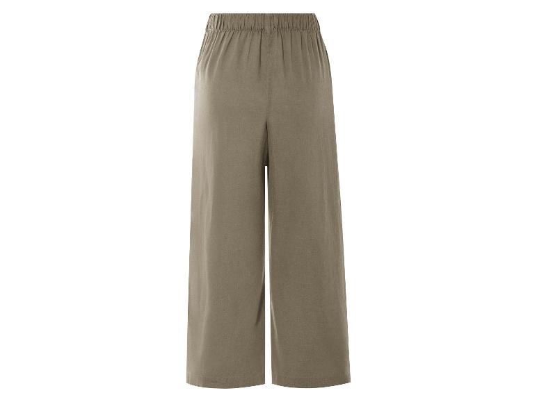Pantalon large kaki à taille élastique.