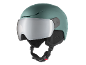 Casque de ski sarcelle avec visière argentée et jugulaire réglable