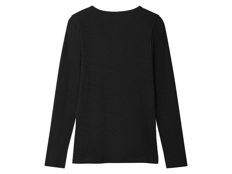 T-shirt noir côtelé à manches longues