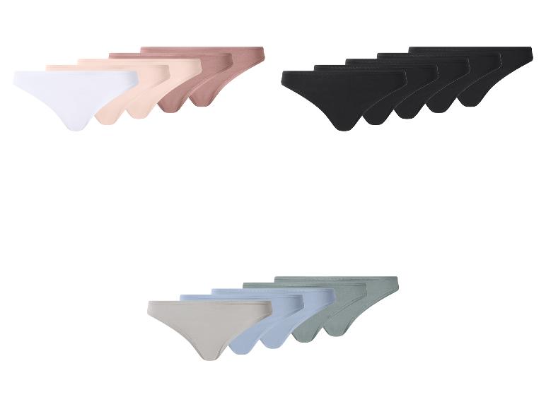 Lot de trois strings en blanc, beige, noir et gris.