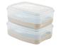 Deux boîtes repas transparentes avec base beige, inscription 'Cool & Fresh'.