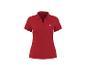 Polo rouge pour femme à manches courtes avec un petit emblème de coquillage.