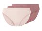 Trois culottes, tons roses pâles et foncés.