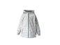 Imperméable blanc pour enfant avec imprimé voitures bleues et fermeture éclair.