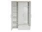 Armoire blanche à deux portes, un tiroir et des étagères.