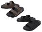 Sandales femme à deux brides et boucles, disponibles en marron et noir.
