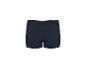 Caleçon boxer bleu marine avec ceinture élastique et détails de rayures bleues.