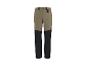 Pantalon de randonnée bicolore, kaki en haut et noir en bas.