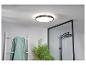 Luminaire de plafond moderne noir dans une salle de bain élégante.