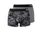 Deux boxers en coton pour homme, un gris et un avec un motif marbré gris.