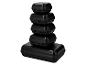 Pile de cinq boîtes à lunch noires de tailles variées, empilées de la plus grande à la plus petite.