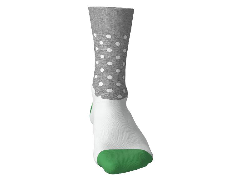 Chaussette grise à pois avec pied blanc et bout vert
