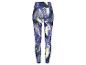 Un leggings bleu avec un motif abstrait.