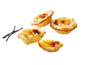 Tartelettes à la crème avec gousses de vanille.