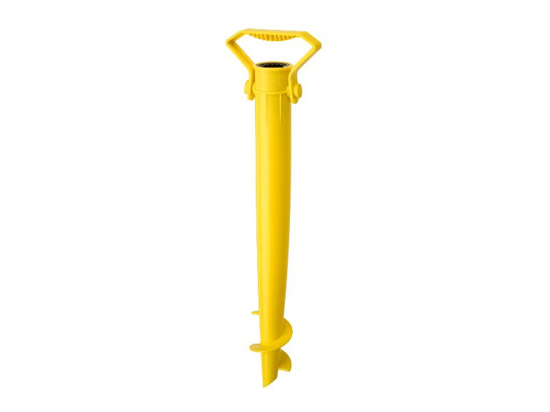 Support de parasol de plage jaune avec vis à sable intégrée