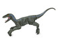 Une figurine de jouet de velociraptor vert Blue de Jurassic World avec des roues.