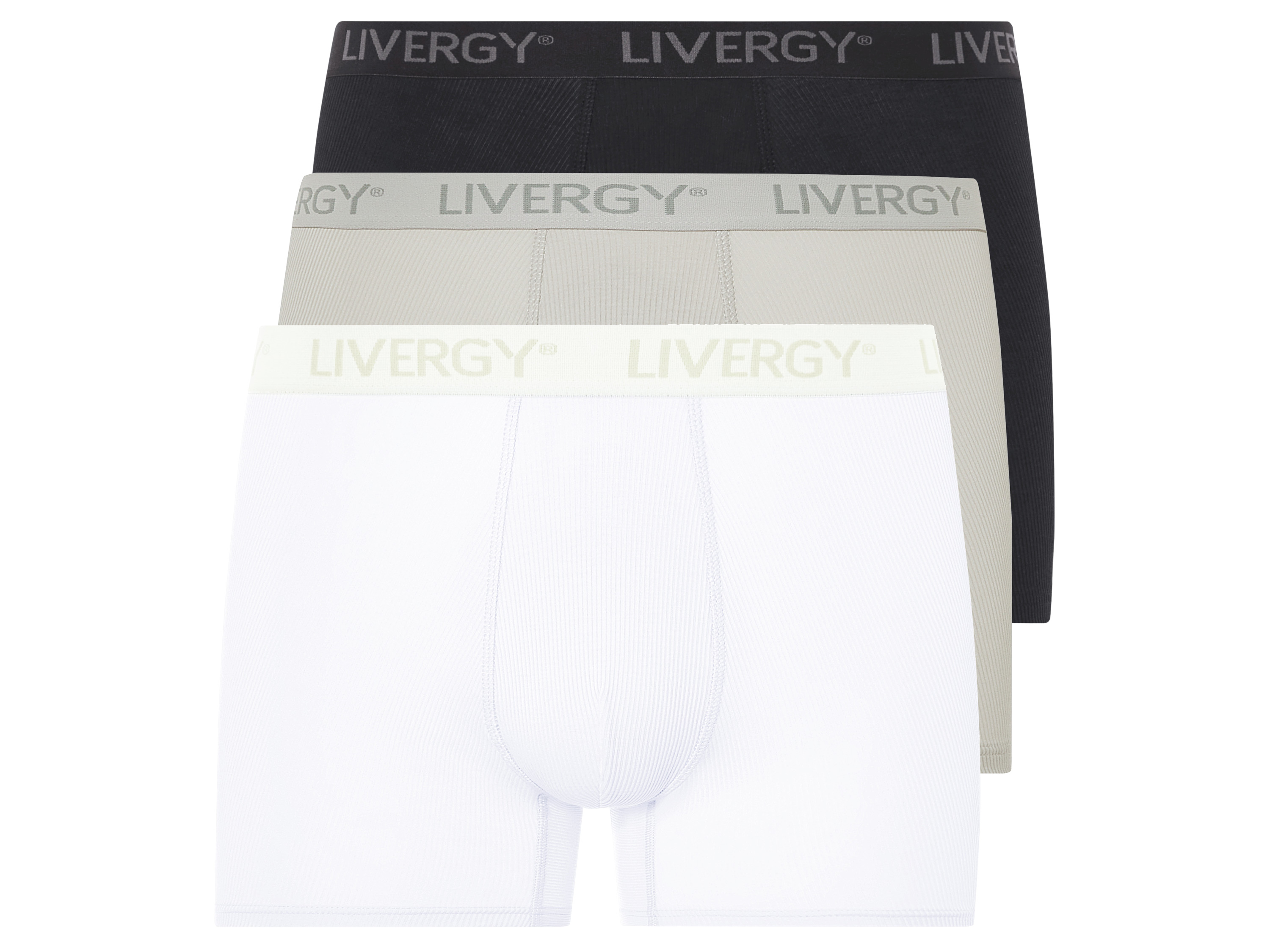 LIVERGY® Lot de 3 boxers côtelés homme (blanc/gris clair/noir, S)