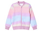 Une veste bomber rose avec un motif arc-en-ciel.
