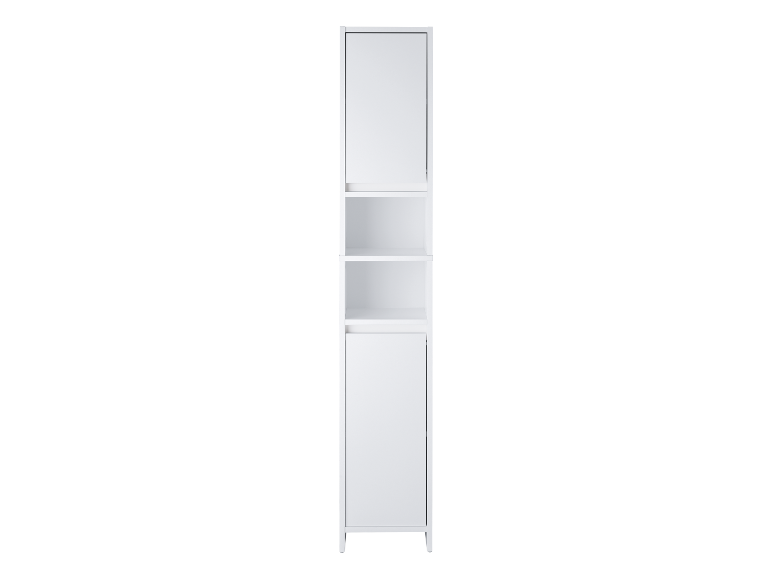 Armoire blanche haute avec étagères et portes