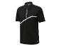 Polo Crivit noir à zip, manches courtes, détail blanc.