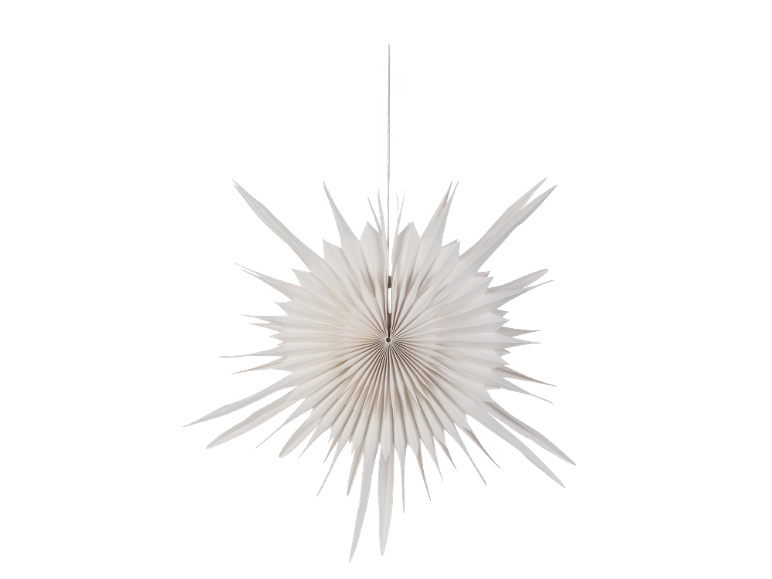 Suspension décorative en forme d'étoile en papier blanc sur fond noir