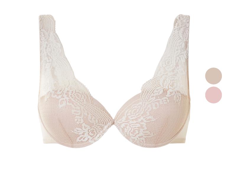 Soutiens-gorge beige en dentelle.